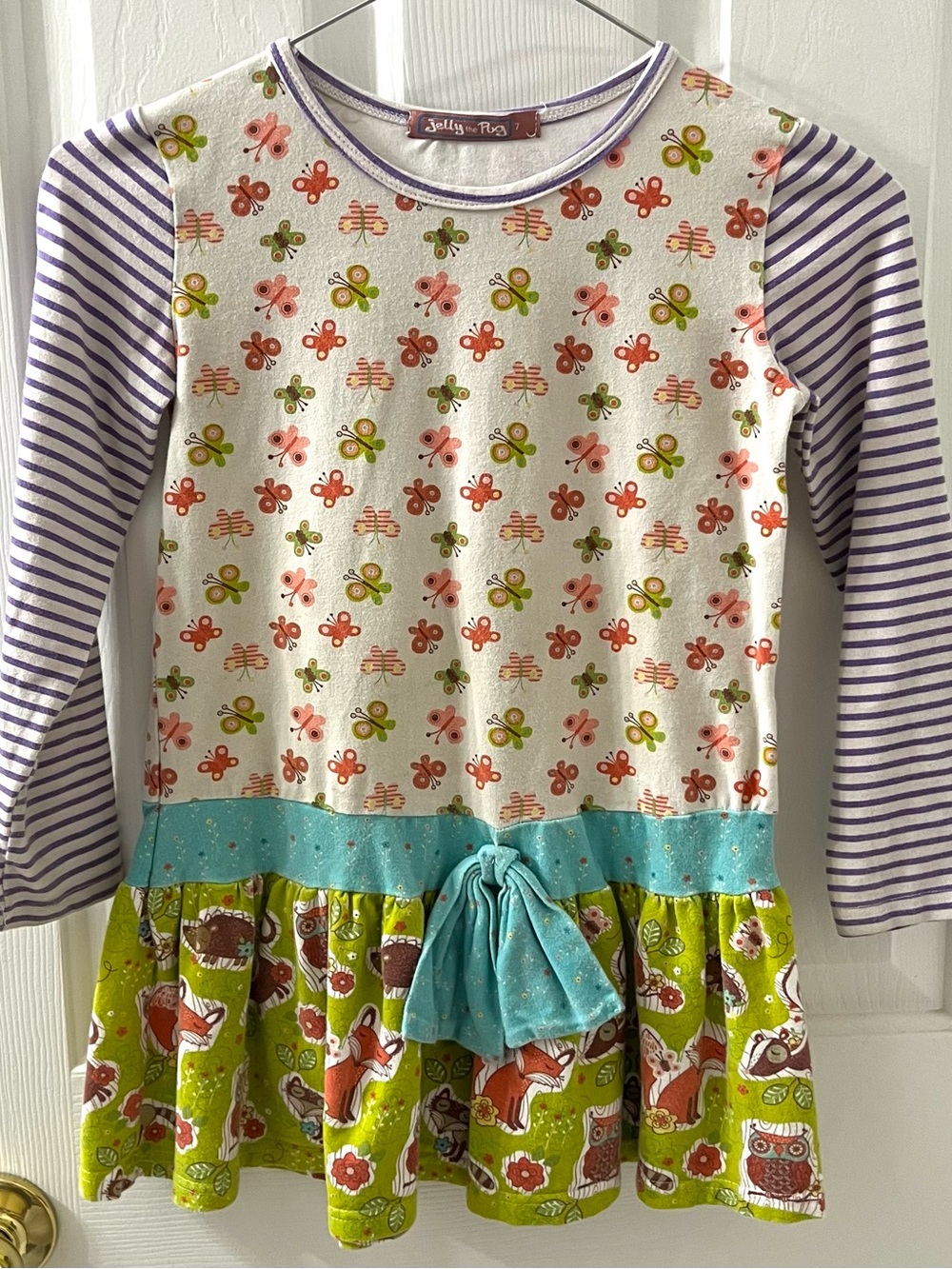 Jelly The Pug Girls Butterflies Foxes Long Sleeve Cotton Top Sz 7